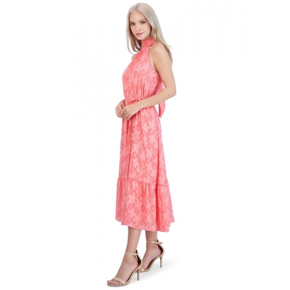 Donna Ricco High Halter Neck Midi Dress. Size 2